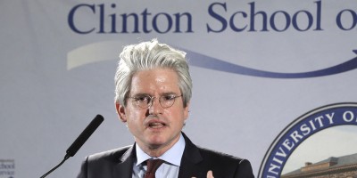 David Brock, founder of Correct the Record, speaks at the Clinton School of Public Service in Little Rock, Ark., Tuesday, March 25, 2014. Brock is a former Clinton critic who has since spearheaded efforts to defend Bill and Hillary Clinton. (AP Photo/Danny Johnston)