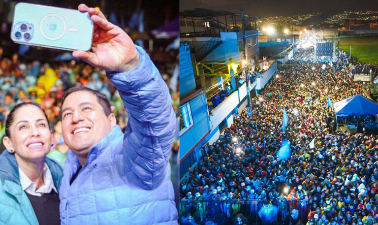 No encerramento da campanha, em Quito, candidata conclamou povo a “derrotar nas ruas e nas urnas neste domingo o retrocesso neoliberal”