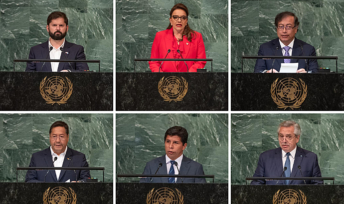 Três presidentes estrearam na Assembleia: a hondurenha Xiomara Castro, o colombiano, Gustavo Petro e o chileno, Gabriel Boric