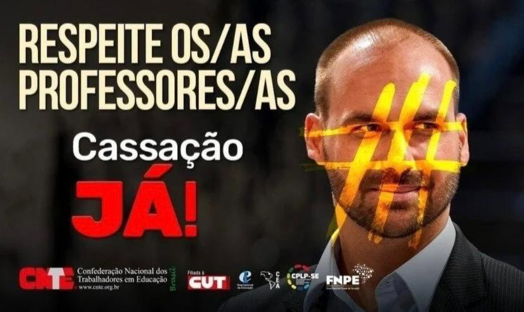 Até traficantes repudiam comparação com professores feita por Eduardo Bolsonaro em evento pró armas promovido pela extrema direita bolsonarista