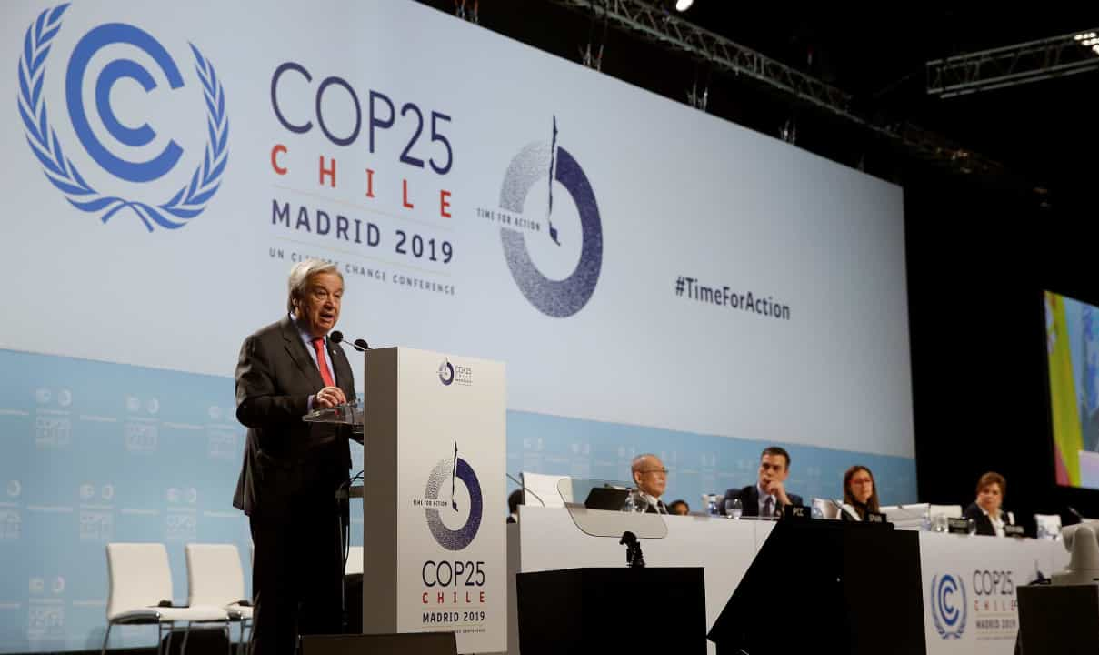 Entre os muitos objetivos da agenda da Cúpula do Clima, Guterres sublinhou que a única maneira de reduzir a temperatura global é limitar os combustíveis fósseis