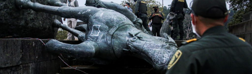 “Símbolo de resistência”: Colombianos substituem estátua de colonizador por homenagem a ativista morto pela polícia